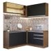 Cozinha Completa de Canto Madesa Glamy 329002 com Armário e Balcão (Sem Tampo e Pia) - Rustic/Preto