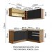Cozinha Completa de Canto Madesa Glamy 329002 com Armário e Balcão (Sem Tampo e Pia) - Rustic/Preto