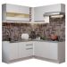 Cozinha Completa de Canto Madesa Glamy 349001 com Armário e Balcão (Sem Tampo e Pia) - Branco