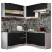 Cozinha Completa de Canto Madesa Glamy 349001 com Armário e Balcão (Sem Tampo e Pia) - Branco/Preto