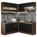 Cozinha Completa de Canto Madesa Glamy 349001 com Armário e Balcão (Sem Tampo e Pia) - Rustic/Preto