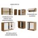 Cozinha Completa de Canto Madesa Glamy 349001 com Armário e Balcão (Sem Tampo) - Rustic/Branco/Crema