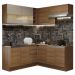 Cozinha Completa de Canto Madesa Glamy 349001 com Armário e Balcão (Sem Tampo) - Rustic/Rustic/Crema