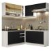 Cozinha Completa de Canto Madesa Glamy 349002 com Armário e Balcão (Sem Tampo e Pia) - Branco/Preto