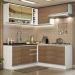 Cozinha Completa de Canto Madesa Glamy 349002 com Armário e Balcão (Sem Tampo e Pia) - Branco/Rustic