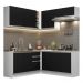 Cozinha Completa de Canto Madesa Glamy 349003 com Armário e Balcão (Sem Tampo e Pia) - Branco/Preto