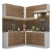Cozinha Completa de Canto Madesa Glamy 349003 com Armário e Balcão (Sem Tampo e Pia) - Branco/Rustic