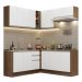Cozinha Completa de Canto Madesa Glamy 349003 com Armário e Balcão (Sem Tampo e Pia) - Rustic/Branco