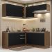 Cozinha Completa de Canto Madesa Glamy 349003 com Armário e Balcão (Sem Tampo e Pia) - Rustic/Preto