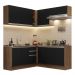 Cozinha Completa de Canto Madesa Glamy 349003 com Armário e Balcão (Sem Tampo e Pia) - Rustic/Preto