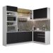 Cozinha Completa de Canto Madesa Glamy 399002 com Armário e Balcão (Sem Tampo e Pia) - Branco/Preto