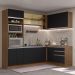 Cozinha Completa de Canto Madesa Glamy 399002 com Armário e Balcão (Sem Tampo e Pia) - Rustic/Preto