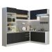 Cozinha Completa de Canto Madesa Glamy 419001 com Armário e Balcão (Sem Tampo e Pia) - Branco/Preto