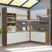 Cozinha Completa de Canto Madesa Glamy 419001 com Armário e Balcão (Sem Tampo e Pia) - Rustic/Branco
