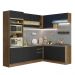 Cozinha Completa de Canto Madesa Glamy 419001 com Armário e Balcão (Sem Tampo e Pia) - Rustic/Preto