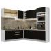Cozinha Completa de Canto Madesa Glamy 459001 com Armário e Balcão (Sem Tampo e Pia) - Branco/Preto
