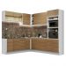 Cozinha Completa de Canto Madesa Glamy 459001 com Armário e Balcão (Sem Tampo e Pia) - Branco/Rustic