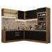 Cozinha Completa de Canto Madesa Glamy 459001 com Armário e Balcão (Sem Tampo e Pia) - Rustic/Preto