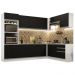 Cozinha Completa de Canto Madesa Glamy 479001 com Armário e Balcão (Sem Tampo e Pia) - Branco/Preto