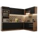 Cozinha Completa de Canto Madesa Glamy 479001 com Armário e Balcão (Sem Tampo e Pia) - Rustic/Preto