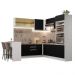 Cozinha Completa de Canto Madesa Glamy 504001  com Armário e Bancada (S/ Tampo e Pia) - Branco/Preto