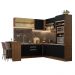 Cozinha Completa de Canto Madesa Glamy 504001  com Armário e Bancada (S/ Tampo e Pia) - Rustic/Preto