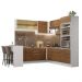 Cozinha Completa de Canto Madesa Glamy 504001 com Armário e Bancada (S/ Tampo e Pia) - Branco/Rustic