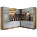 Cozinha Completa de Canto Madesa Lux 526001 com Armário e Balcão - Rustic/Cinza
