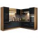 Cozinha Completa de Canto Madesa Lux 526001 com Armário e Balcão - Rustic/Preto