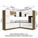 Cozinha Completa de Canto Madesa Lux com Armário e Balcão - Rustic/Branco Veludo