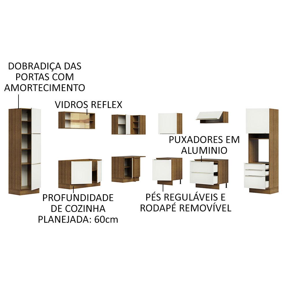 Cozinha Completa de Canto Madesa Lux com Armário e Balcão - Rustic/Branco Veludo
