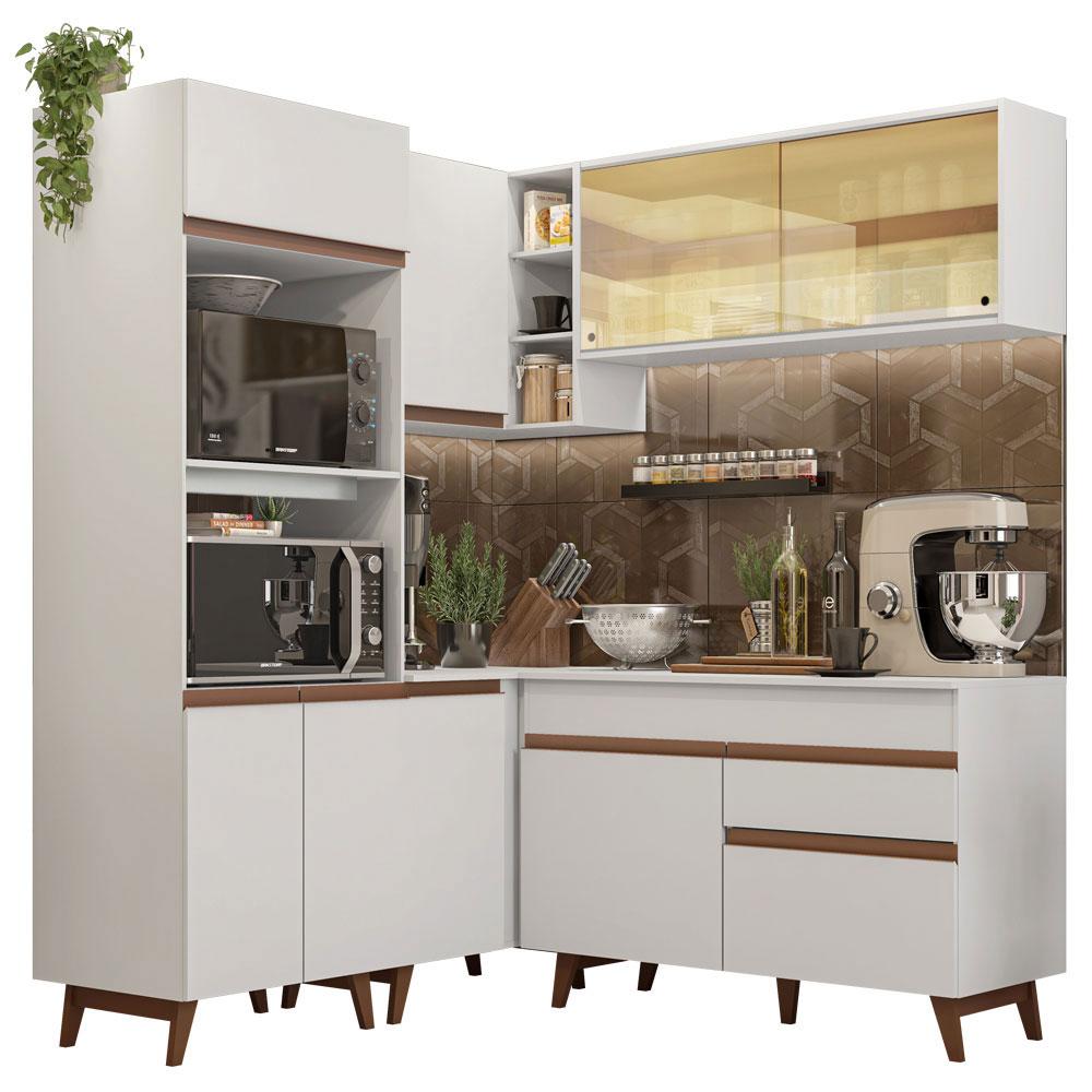 Cozinha Completa de Canto Madesa Reims 332001 com Armário e Balcão - Branco