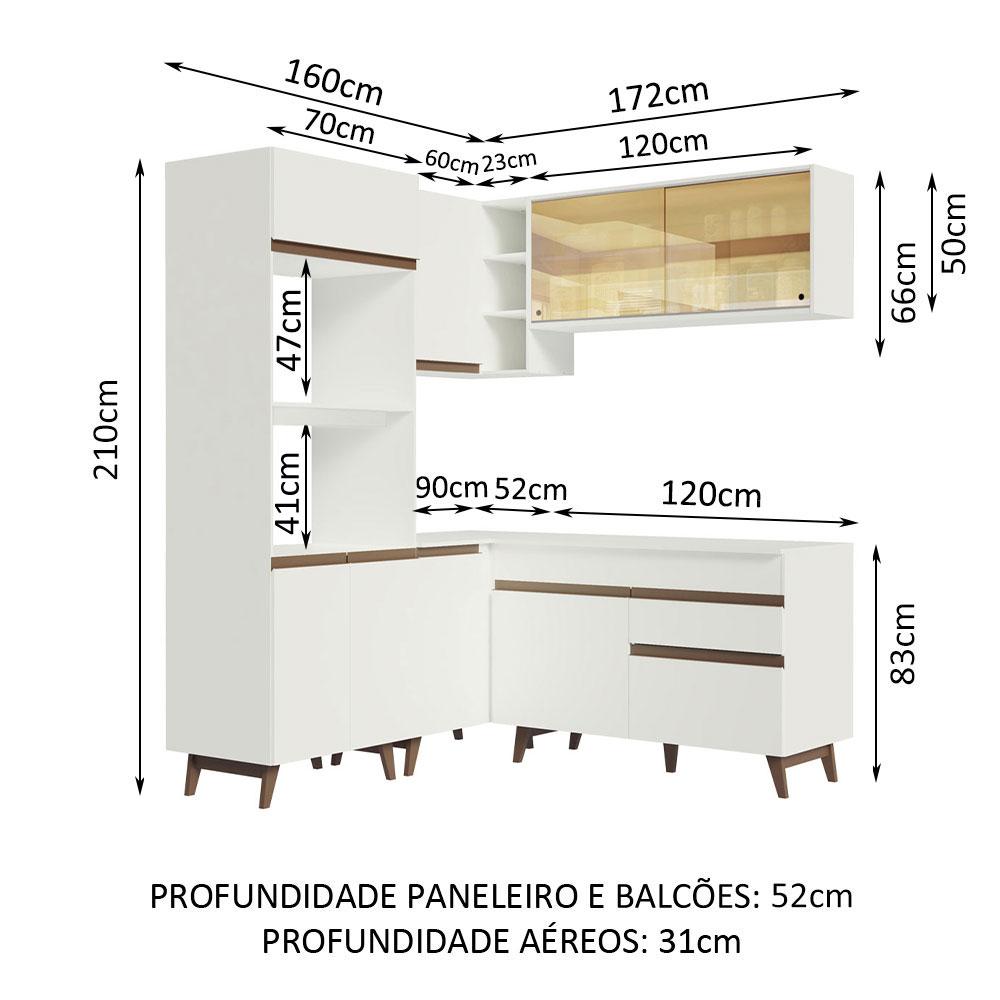 Cozinha Completa de Canto Madesa Reims 332001 com Armário e Balcão - Branco