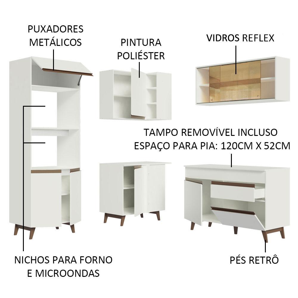 Cozinha Completa de Canto Madesa Reims 332001 com Armário e Balcão - Branco