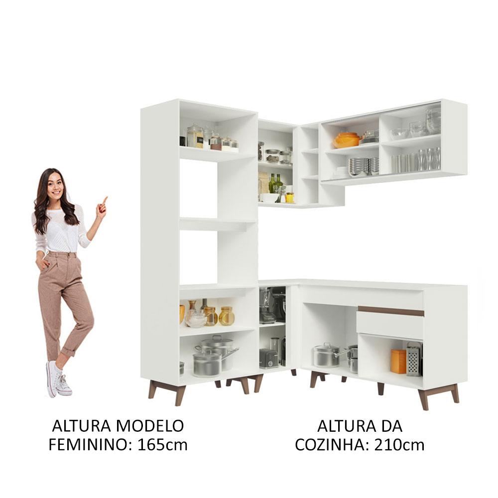 Cozinha Completa de Canto Madesa Reims 332001 com Armário e Balcão - Branco