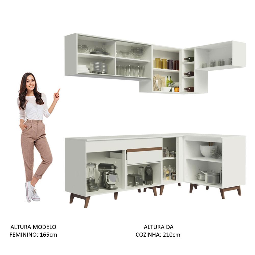 Cozinha Completa de Canto Madesa Reims 332002 com Armário e Balcão - Branco
