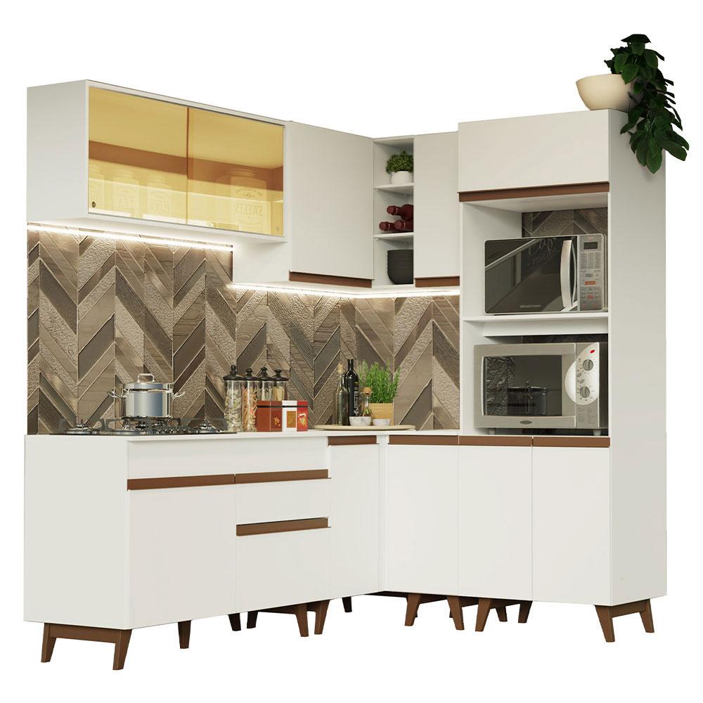 Cozinha Completa de Canto Madesa Reims 367001 com Armário e Balcão - Branco
