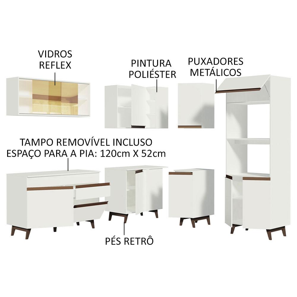 Cozinha Completa de Canto Madesa Reims 367001 com Armário e Balcão - Branco
