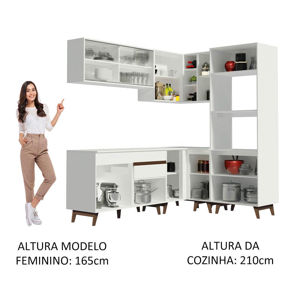 Cozinha Completa de Canto Madesa Reims 367001 com Armário e Balcão - Branco