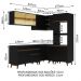 Cozinha Completa de Canto Madesa Reims 367001 com Armário e Balcão - Preto