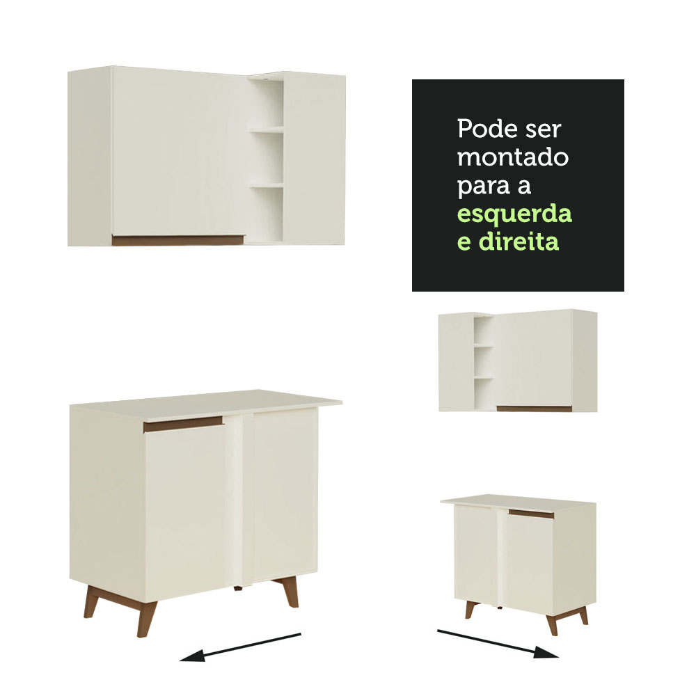 Cozinha Completa de Canto Madesa Reims 382001 com Armário e Balcão - Branco
