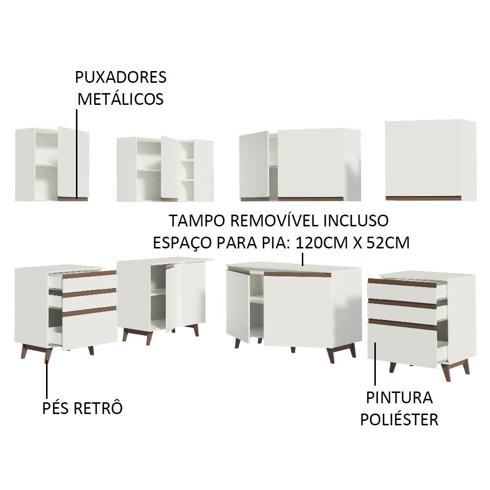 Cozinha Completa de Canto Madesa Reims 382002 com Armário e Balcão - Branco