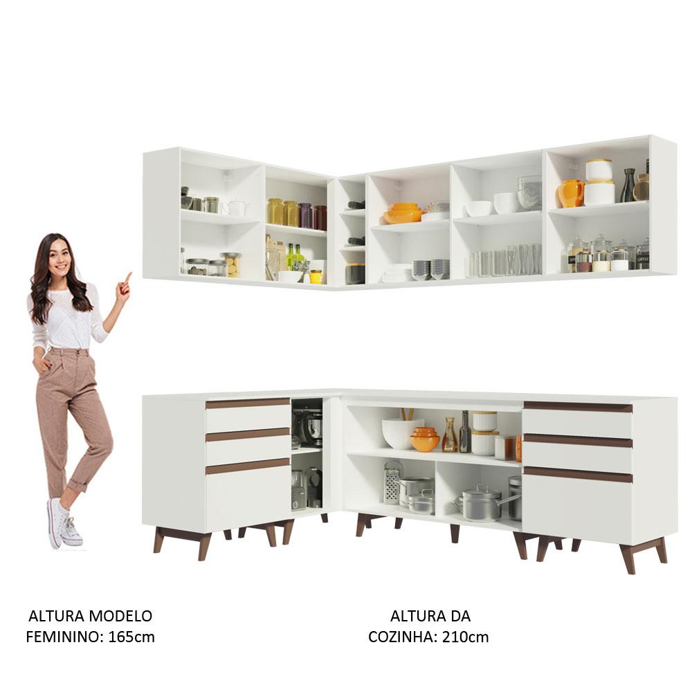 Cozinha Completa de Canto Madesa Reims 382002 com Armário e Balcão - Branco