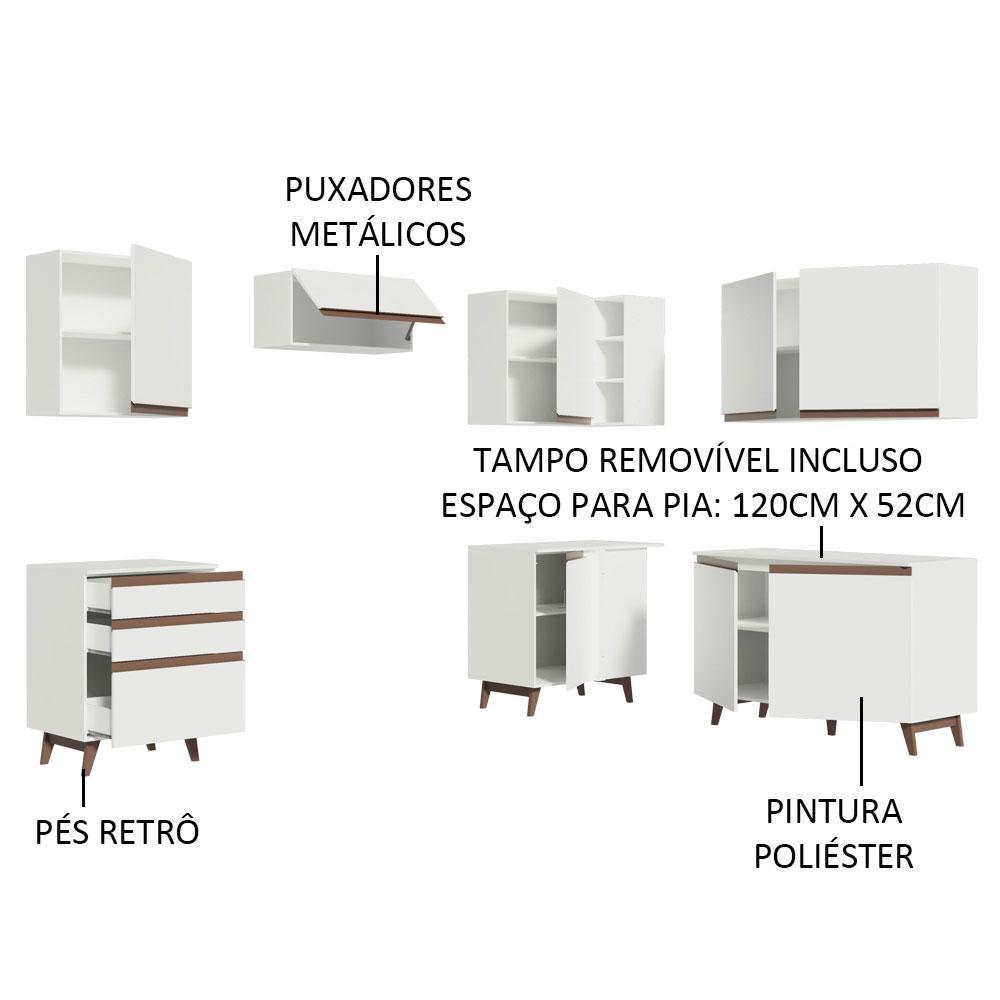 Cozinha Completa de Canto Madesa Reims 392001 com Armário e Balcão - Branco