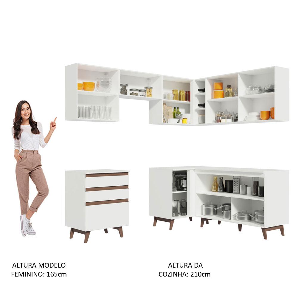 Cozinha Completa de Canto Madesa Reims 392001 com Armário e Balcão - Branco