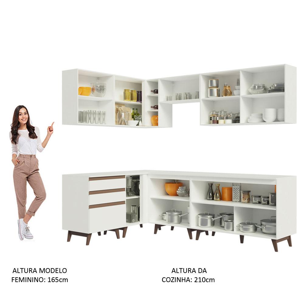 Cozinha Completa de Canto Madesa Reims 392002 com Armário e Balcão - Branco