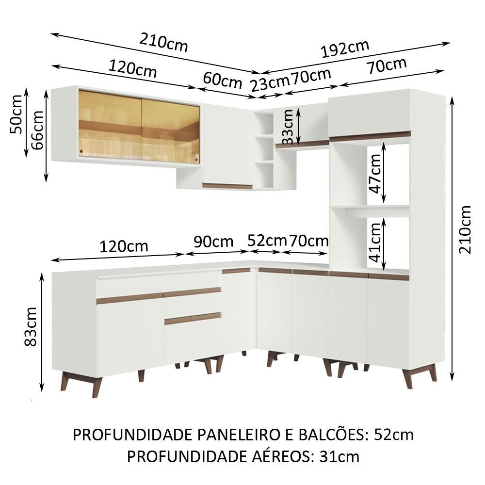 Cozinha Completa de Canto Madesa Reims 402001 com Armário e Balcão - Branco