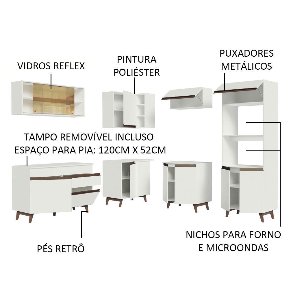 Cozinha Completa de Canto Madesa Reims 402001 com Armário e Balcão - Branco