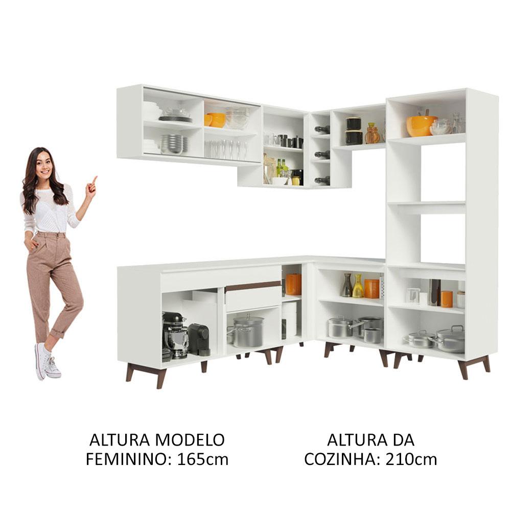 Cozinha Completa de Canto Madesa Reims 402001 com Armário e Balcão - Branco