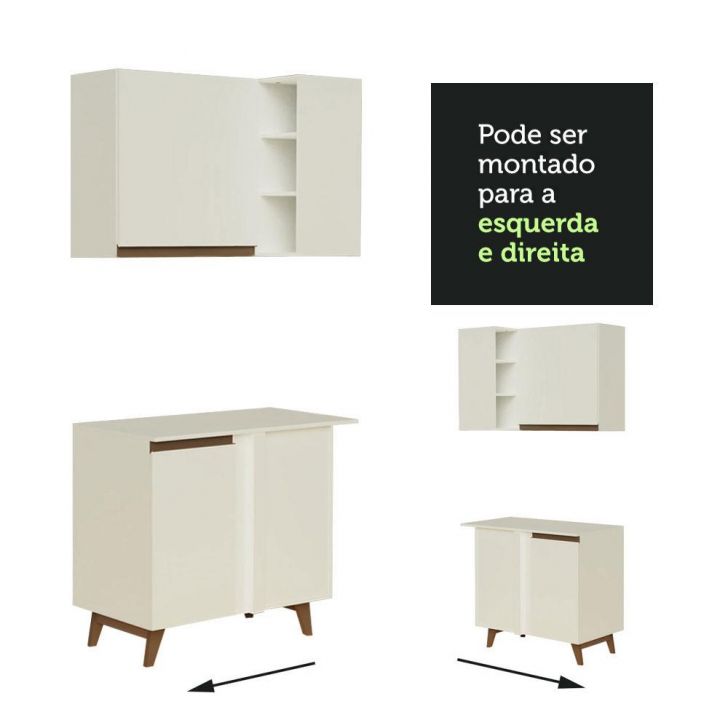 Cozinha Completa de Canto Madesa Reims 402001 com Armário e Balcão - Preto